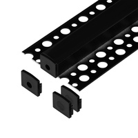 Zestaw: profil aluminiowy do taśm LED, 2000 x 55 x 13 mm, natynkowy, czarny, klosz czarny, 4 zaślepki