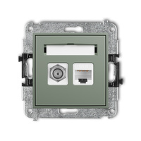 KARLIK MINI 61MGFK-3 Mechanizm gniazda antenowego poj. typu F (SAT) + gniazda komp. poj. 1xRJ45, kat. 6, 8-stykowy