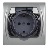 KARLIK LOGO 7LGPB-1sdp  Gniazdo bryzgoszczelne z uziemieniem SCHUKO 2P+Z (klapka dymna