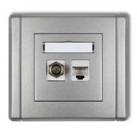 KARLIK FLEXI 7FGFK-5  Gniazdo antenowe poj. typu F (SAT) +  Gniazdo komp. poj. 1xRJ45