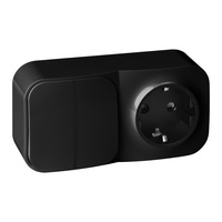 Łącznik n/t świecznikowy + Gniazdo pojedyncze, ToDo, IP20, 2P+Z, Schuko, czarny, 10 szt.