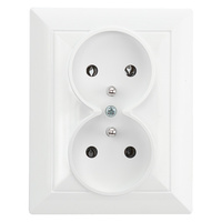 Gniazdo podwójne p/t 2x2P+Z Pearl, 16A, 250V, PT-6 P, biały