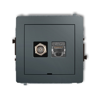 KARLIK DECO 28DGFKBO-5 Gniazdo antenowe pojedyńcze typu F (SAT) + gniazda komp. poj. 1xRJ45