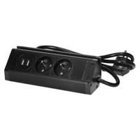 Podwójne gniazdo meblowe z ładowarką USB, uchwytem na telefon i przewodem 1,5m, 2x2P+Z,  2xUSB (typ A, 2,4A), czarne