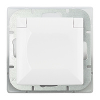 Gniazdo pojedyncze p/t 2P+Z Schuko bryzgoszczelne z klapką Pearl, 16A, 250V, PT-17PH, biały