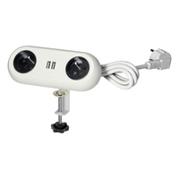Gniazdo meblowe z uchwytem montażowym,  ładowarką USB, 2 gniazda 2P+Z, 2xUSB, przewód 3x1,0mm² - 1,5m, białe