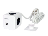 AURA line CUBE przedłużacz 4 gniazda + 2xUSB 1,5m 16A/3680W