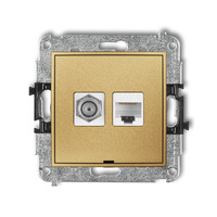 KARLIK ICON 29IGFKBO-3  Gniazdo antenowe pojedyńcze typu F (SAT) + gniazda komp. poj. 1xRJ45