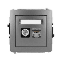 KARLIK DECO 11DGFK-5 Gniazdo antenowe pojedyńcze typu F (SAT) + gniazda komp. poj. 1xRJ45