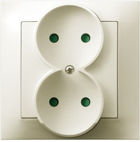 OSPEL IMPRESJA GP-2YP/27 Gniazdo podwójne z przesłonami, kompletne