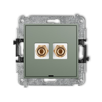 KARLIK ICON 61IGGBO-3 Mechanizm gniazda głośnikowego pojedynczego, bez pola opisowego (typu banan - czerwony i czarny, pozłacany, 4 mm2, do lutowania)