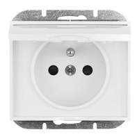 Gniazdo pojedyncze p/t 2P+Z bryzgoszczelne z klapką Onyx, 16A, 250V, PT-16OH, biały