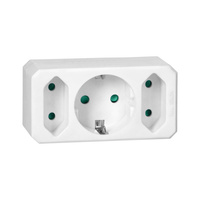 Rozgałęźnik 2x2P + 1x2P+Z (Schuko), biały