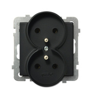 OSPEL SONATA GP-2RRAZ/m/33 Gniazdo podwójne z/u moduł (do ramek 4mm)