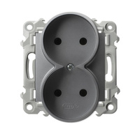 OSPEL SZAFIR GP-2ZR/m/70 Gniazdo podwójne moduł bez ramki szary