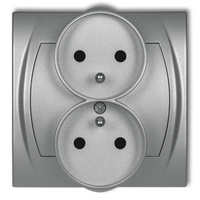 KARLIK LOGO 7LGPR-2zp Gniazdo podwójne do ramki poziomej z uziemieniem 2x(2P+Z) (przesłony torów prądowych)