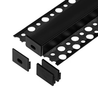 Zestaw: profil aluminiowy do taśm LED, 2000 x 55,8 x 12,5 mm, natynkowy, czarny, klosz czarny, 4 zaślepki