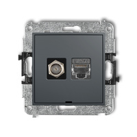 KARLIK MINI 28MGFKBO-5  Gniazdo antenowe pojedyńcze typu F (SAT) + gniazda komp. poj. 1xRJ45