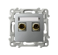 OSPEL SZAFIR GGN-1Z/m/18 Gniazdo głośnikowe pojedyncze srebro