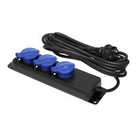 Przedłużacz warsztatowy bryzgoszczelny IP44, 3 gniazda 2P+Z schuko, przewód gumowy, H05RR-F 3x1,5mm², długość 5m