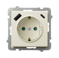 SONATA GP-1RSPUSBAC/m/27 Gniazdo pojedyncze z uziemieniem schuko z przesłonami torów prądowych, z ładowarką USB A+C