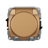 KARLIK TREND 8GPB-1zp Gniazdo bryzgoszczelne z uziemieniem 2P+Z (klapka złoty metalik