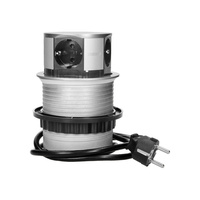 Gniazdo meblowe Ø10cm wysuwane z blatu z przewodem 1,5m, 4x2P+Z, wersja schuko