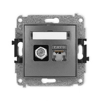 KARLIK MINI 11MGFK-5  Gniazdo antenowe pojedyńcze typu F (SAT) + gniazda komp. poj. 1xRJ45