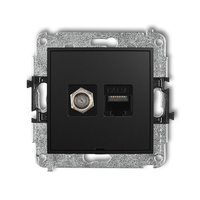 KARLIK ICON 12IGFKBO-1  Gniazdo antenowe pojedyńcze typu F (SAT) + gniazda komp. poj. 1xRJ45