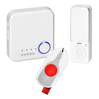 SIGO AC SOS, dzwonek bezprzewodowy sieciowy, Wi-Fi, przycisk wejścia bezbateryjny, przycisk SOS bateryjny, learning system, 52 dźwięki, 200m, biały