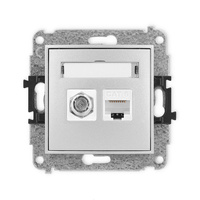 KARLIK ICON 7IGFK-3  Gniazdo antenowe pojedyńcze typu F (SAT) + gniazda komp. poj. 1xRJ45