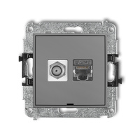 KARLIK MINI 27MGFKBO-5  Gniazdo antenowe pojedyńcze typu F (SAT) + gniazda komp. poj. 1xRJ45