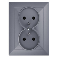 Gniazdo podwójne p/t 2x2P+Z Pearl, 16A, 250V, PT-6 P, antracyt