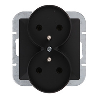 Gniazdo podwójne p/t 2x2P+Z Pearl, 16A, 250V, PT-6 PR, czarny