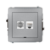 KARLIK DECO 7DGFKBO-3  Gniazdo antenowe pojedyńcze typu F (SAT) + gniazda komp. poj. 1xRJ45