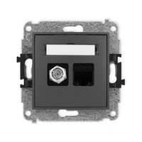 KARLIK ICON 28IGFK-3  Gniazdo antenowe pojedyńcze typu F (SAT) + gniazda komp. poj. 1xRJ45