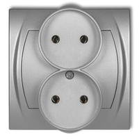 KARLIK LOGO 7LGPR-2 Gniazdo podwójne do ramki poziomej bez uziemienia 2x2P (bez przesłon torów prądowych)