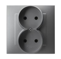 OSPEL SZAFIR GP-2Z/70 Gniazdo podwójne kompletne z ramką szary