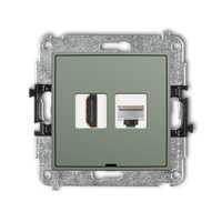 KARLIK MINI 61MGHKBO Mechanizm gniazda pojedynczego HDMI 2.0, 4K + gniazda komp. poj. 1xRJ45, kat. 5e, 8-stykowy, bez pola opisowego