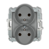 KARLIK MINI 27MGPR-2z  Gniazdo podwójne do ramki z uziemieniem 2x(2P+Z) (bez przesłon torów prądowych)