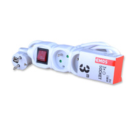 Emos p1313 przedłużacz z uziemieniem wyłącznikiem  3 gniazda 3m