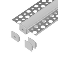 Zestaw: profil aluminiowy do taśm LED, 2000 x 55 x 13 mm, podtynkowy, srebrny, klosz mleczny, 4 zaślepki