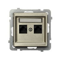 OSPEL SONATA NOWE SREBRO GPK-2RM/K/m/44 Gniazdo komputerowe podwójne, kat. 5e MMC