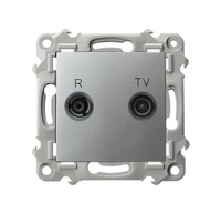 OSPEL SZAFIR GPA-14ZP/m/18 Gniazdo RTV przelotowe 14-dB srebro