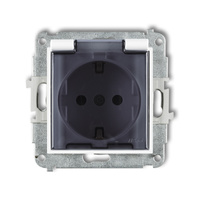 KARLIK MINI MGPB-1sdp  Gniazdo bryzgoszczelne z uziemieniem SCHUKO 2P+Z (klapka dymna