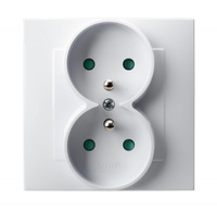 OSPEL SZAFIR GP-2ZZP/00 Gniazdo podwójne z uziemieniem kompletne białe 