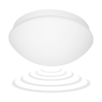 MARIN, plafon oświetleniowy z mikrofalowym czujnikiem ruchu, 60W, E27, IP20, szkło matowe