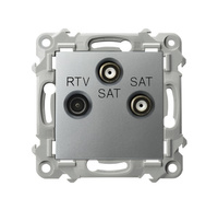 OSPEL SZAFIR GPA-Z2S/m/18 Gniazdo RTV-SAT z dwoma wyjściami SAT srebro