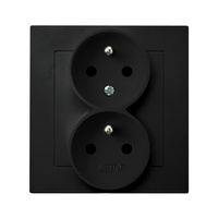 Ospel as GP-2GC/33 Gniazdo podwójne z uziemieniem z funkcją niezamienności faz, kompletne z ramką