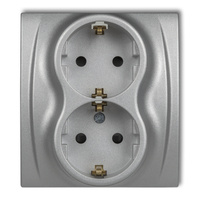 KARLIK LOGO 7LGP-2sp Gniazdo podwójne z uziemieniem SCHUKO 2x(2P+Z) (przesłony torów prądowych)